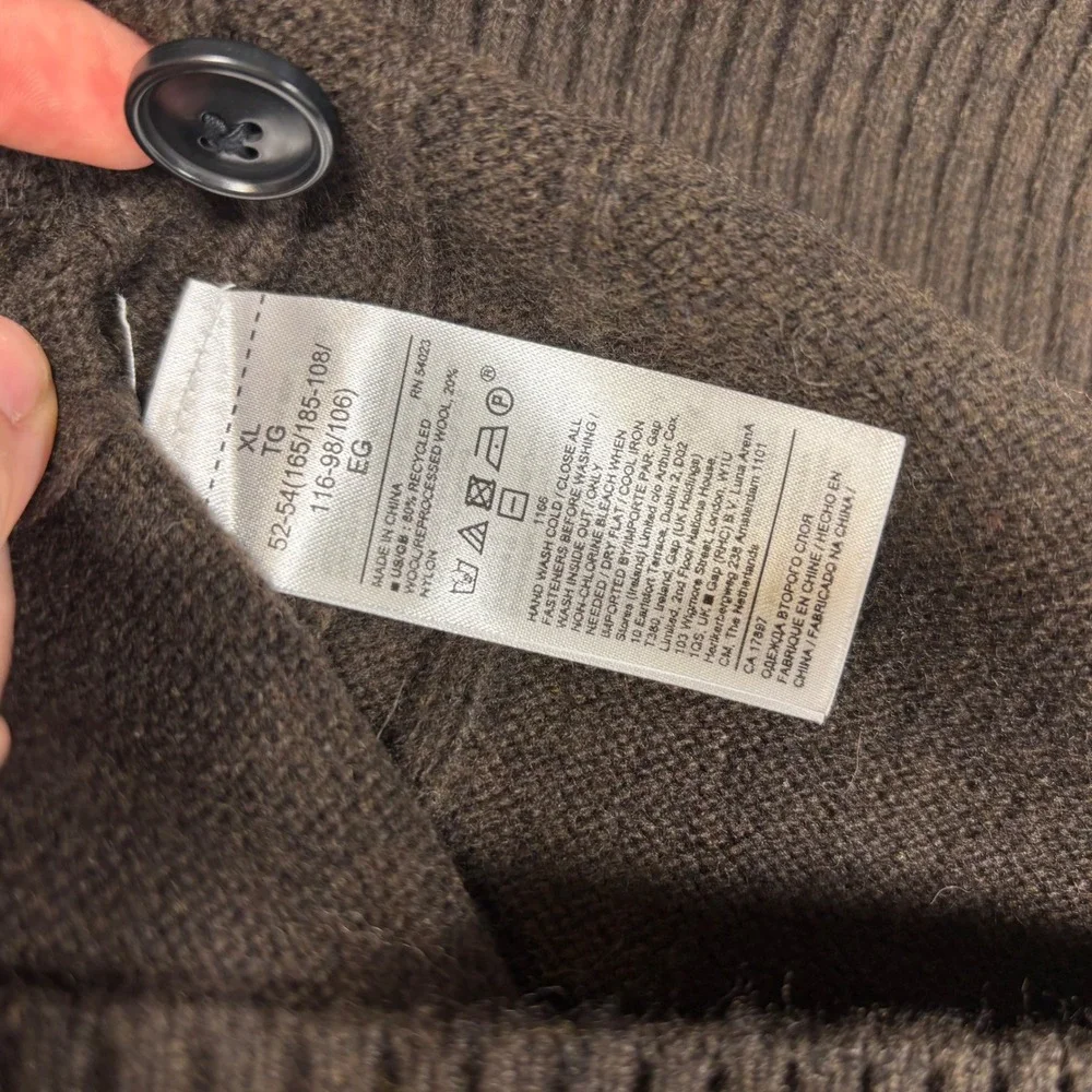 Banana Republic Mens XL Brown Italian Wool Blend Button Sweater Pullover